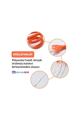 Fosforlu 6 mm Turuncu Halat - Mıknatıs Balıkçılığı Halatı - 25 metre - Karabina Kancalı Set