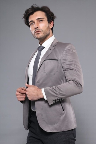 Wessi Yan Torba Cep Slim Fit Gri Ceket Gri