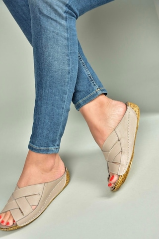 Fox Shoes U555123403 Vizon Hakiki Deri Kadın Terlik Vizon-hakiki Deri