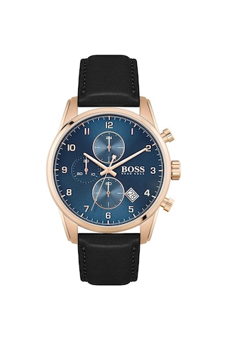 Hugo Boss HB1513783 Deri Siyah Lacivert Kadran 44 mm Erkek Kol Saati