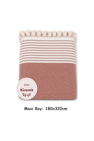 Pamuklu Kaymaz Hasır Dokuma Maxi Boy Kolları Örten Koltuk Örtüsü 180x310 - Kiremit