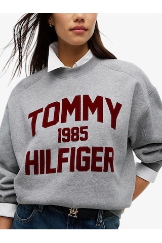 Tommy Hilfiger Varsıty Flock Rlxd Swt Kadın Gri Sweatshirt - Ww0ww51651