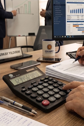 Hesap Makinesi Siyah 14x19 Cm 1 Adet Cockpıt Ck-662 12 Haneli Büyük Boy Hafızalı Ofis Büro Masaüstü Hesap Makinası