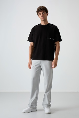 Air Jones Tommy Life Siyah Pamuklu Kalın Yüzeyi Dokulu Oversize Fit Baskılı Erkek T-shirt - 88370 Siyah
