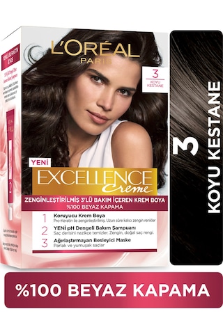 L'Oreal Paris Excellence Creme Koyu Kestane Saç Boyası 3