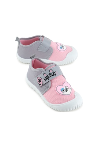 Gezer Yazlık Kız Çocuk Rahat Taban Cırt Cırtlı Ayarlanabilir Keten Günlük Ayakkabı Pembe-gri Pembe - Gri