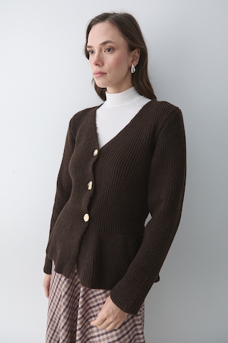 Kahverengi 3 Düğmeli Pileli Hırka - 251065 Kahverengi