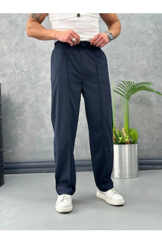 Modefendi Çizgi Dikişli Baggy Kalıp Jogger Pantolon Lacivert