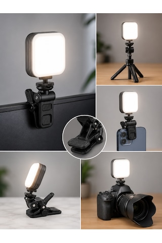iPhone 17 Uyumlu Mini Led Fill Light Telefon Kamera İçin Vlog Işığı Selfie Işığı Siyah