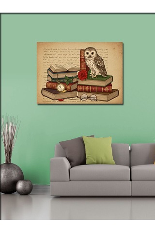 Kanvas Tablo Kitap Ve Bilgelik Baykuşu