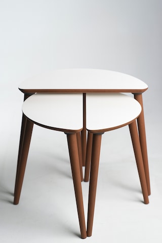 Roma 3'lü Zigon Sehpa %100 Mdf Yarım Ay Beyaz