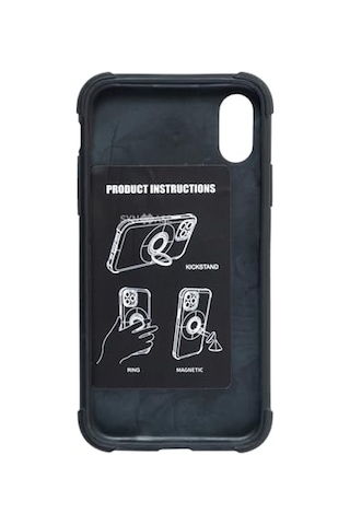 Iphone X Ve Xs İle Uyumlu Telefon Kılıfı Halka Tutucu Telefon Satandı Siyah Diğer