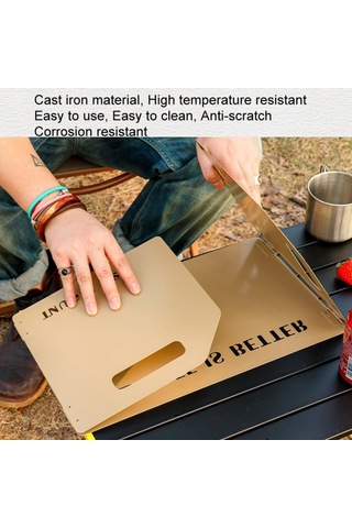 Yürüyüş İçin Kamp Soba Katlanabilir Ön Cam Üç Katlı Plaka Brülör Rüzgar Ekranı Haki