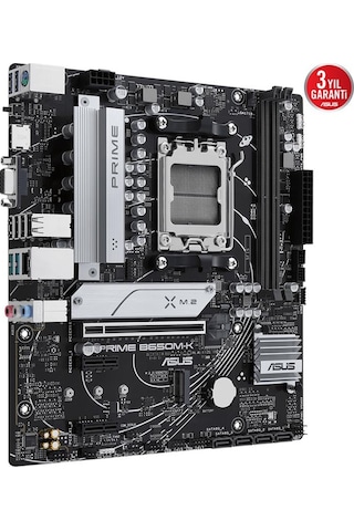 Asus Prıme B650m-k Ddr5 6400mhz 1xvga 1xhdmı 2xm.2 Usb 3.2 Matx Am5 Amd Am5 9000/8000/7000 Serileri İle Uyumlu
