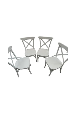 Bengimobilya Sandalye Çapraz Model Klasik Mobilya Kayın Torna Retro 4Adet Parl