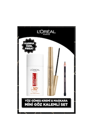 L'Oréal Paris Revitalift Clinical Günlük Yüz Güneş Kremi SPF50+ 50 ML + Telescopic Gold Mascara + Paradise Mini Liner