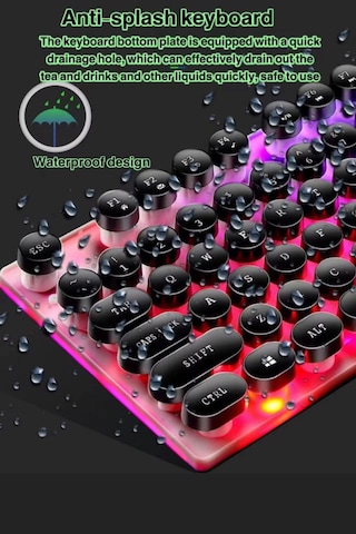 Rgb Işıklı Usb Kablolu Klavye Mouse Seti Ultra Slim Suya Dayanıklı Klavye Mause Seti Diğer