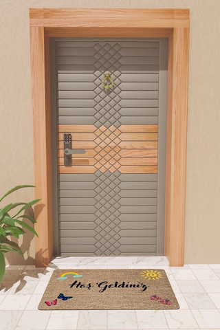 Rugmood Modern Dijtal Baskı Yaz Mevsimi Temalı Kapı Önü Paspası Çok Renkli