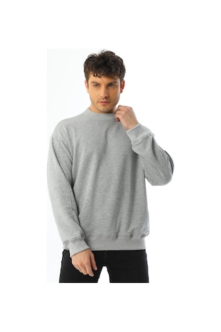 Kallima Gri Oversize 3 İplik Bisiklet Yaka Erkek Sweatshirt Gri