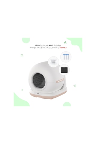 Haustier Cb002 Bej Kameralı Akıllı Otomatik Kedi Tuvaleti, App İle Uzaktan Kontrol, 72lt Hazne, 7lt Çöp Haznesi