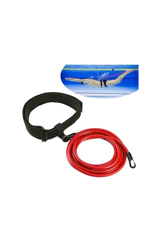 Geeksen Yüzme Antreman Direnc Lastiği - 4 Metre Esnek Kauçuk - 6x10 Mm Çap - Kemer Ve Çanta İçeren Set Çok Renkli
