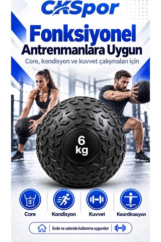 Ckspor 6 Kg Zıplamayan Sağlık Topu Slam Ball Crossfit Fitness Fonksiyonel Antrenman Ağırlık Topu