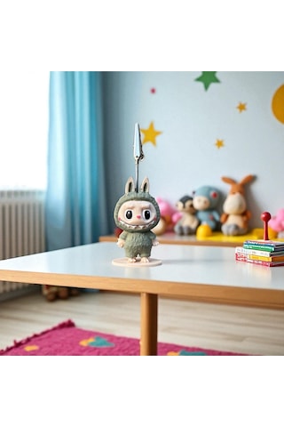 Dekoratif Sevimli Labubu Notluk - Kağıt Tutacağı - Fotoğraf Tutacak Haki