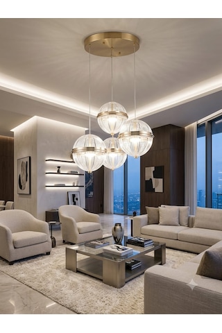 Ers Aydınlatma Küre Gold 4 Lü Led Avize 3 Renk İle Büyük Avantaj Altın-gold