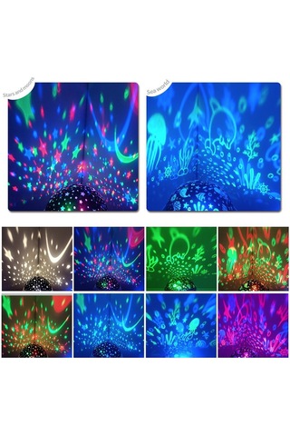 Gece Lambası Romantik Dönen Yıldızlı Gökyüzü Projeksiyon Lambası Usb Bebek Uyku Lambası Pembe Beyaz - Pembe