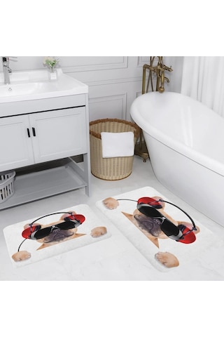 Eliana Home Dijital Baskılı 2'li Banyo Paspas Takımı Lna5126 Beyaz