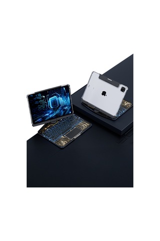 Jp11 İpad Pro 11 2022 Kılıf Vales Dönen Ledli Klavyeli Tablet Kılıfı - Siyah Diğer