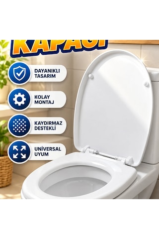 Universal Klozet Kapağı Kolay Montajlı, Kaydırmaz Destekli Dayanıklı Tasarım Renkli
