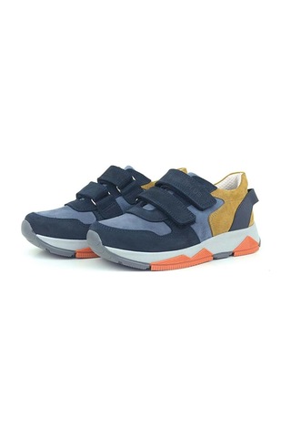 Ortopedikal 3880 Rakerplus Hakiki Deri Lacivert Taba Çocuk Sneakers Spor Ayakkabı Cırtlı Lacivert-taba
