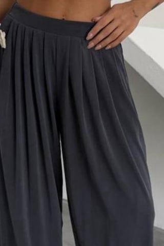 Feela Moda Premium Modal Kumaş Pileli Şalvar Kadın Pantolon 2012 Antrasit
