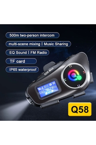 Q58-Max Radyolu Telsiz Özellikli 2 Kişi Bağlantılı Bluetooth Kask Kulaklık 2 Adet
