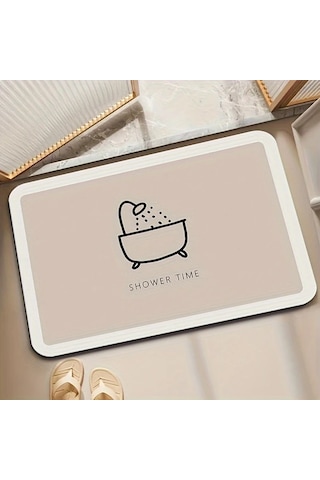 Elmpaly Modern Minimalist Banyo Paspası Diatom Çamur Yumuşak Emici Kaymaz 50x80cm Bej Kahverengi