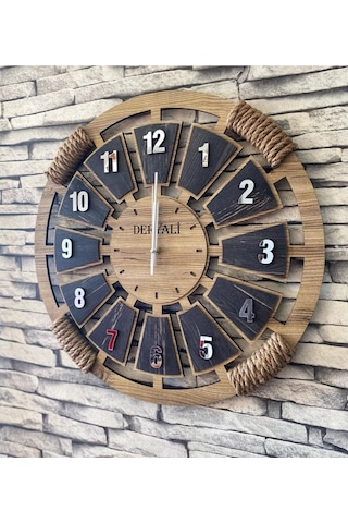 Ahşap Duvar Saati 50 Cm Siyah