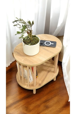 Yan Sehpa - Komodin - Salon - Oturma Odası Zigon Sehpa Safir Meşe