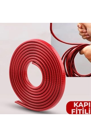 Araç Kapı Koruma Fitili Çarpma Çizilme Önleyici Fitil Kırmızı 5Mt