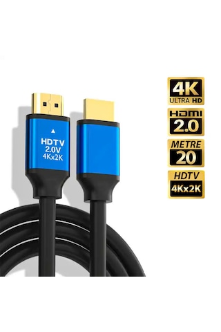 20 Metre 4k Ultra Hd 2.0v Alüminyum Başlık Altın Uçlu Hdmi Kablo