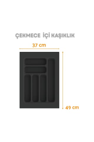 Çekmece İçi Kaşıklık Ve Kepçelik Düzenleyici Antrasit 37x49 Cm 36,5x40 Cm Kadar Kesilebilir Antrasit