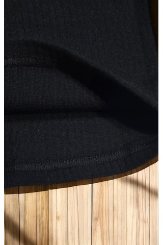 Yarım Boğazlı Kız Çocuk Body Siyah