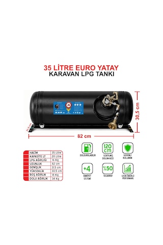 35 Litre Euro Yatay Karavan Lpg Tankı Siyah