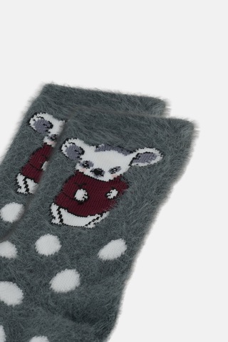 Suwen Fluffy Bear Dots Soket Çorap Wss12010279050 Gri