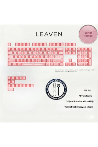 Mekanik Klavye Tuş Takımı - Keycap Seti- Pembe Şeffaf 118 Tuşlu - Tuş Takımı
