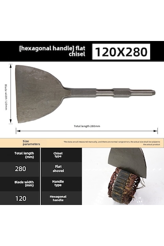 Teltree Motor Bakır Tel Çıkartma Aracı - Elektrikli Çekiçli Geniş Uçlu İnce Oklu 120mm Altıgen Saplı Çelik