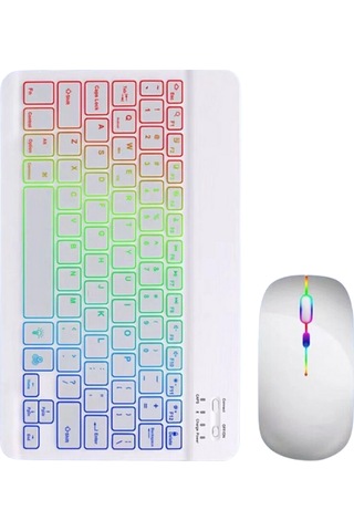 Aydınlatmalı Kablosuz Klavye Mouse Seti Bluetooth Bağlantılı Çokl