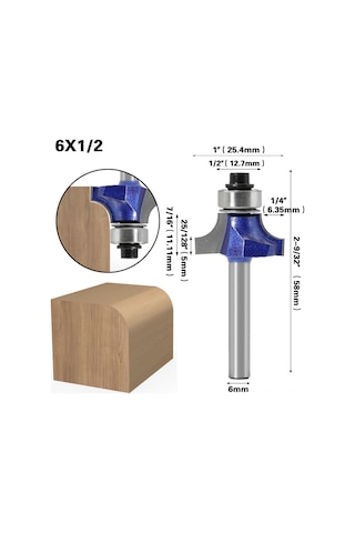 Shineyee Ahşap İşleme Profesyonel Yuvarlak Uç Freze - Keskin Ve Hassas Kesişmeler İçin Dayanıklı Testere Ucu 6 1/2