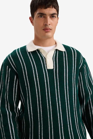 Defacto Relax Fit Polo Yaka Çizgili Triko Kazak E8400ax25wngn919 Yeşil-gn919