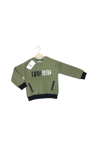 Çikoby Erkek Çocuk Future Baskılı Pamuklu Uzun Kollu Tshirt-13799-haki Haki